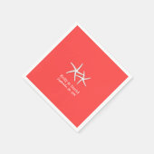 Coral Red Starfish Beach bruiloft Servet (Hoek)