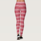 Coral Red Stripes aangepaste monogram-leggings Leggings (Achterkant)