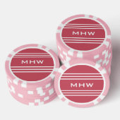 Coral Red Stripes aangepaste monogram poker chips (Opstapeling)
