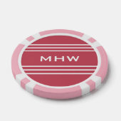 Coral Red Stripes aangepaste monogram poker chips (Enkel)