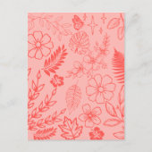 Coral Red Tropical Floral Pattern Briefkaart (Voorkant)