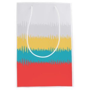 Coral Red Turquoise Blue Geel Grijs Witte Stripes Medium Cadeauzakje