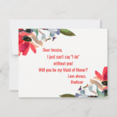 Coral Red Waterverf zal je mijn bruidsmeisje zijn Kaart (Achterkant)