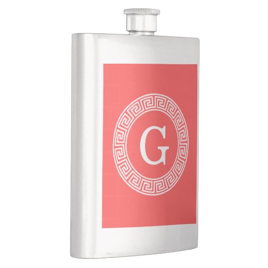 Coral Red Whalas Grieks Zeer belangrijk Rand Lijst Heupfles (Rechts)