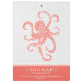 Coral Red White Cute Octopus Illustratie Klembord (Achterkant)