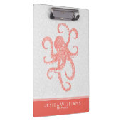 Coral Red White Cute Octopus Illustratie Klembord (Rechts)