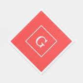 Coral Red White Initiaal monogram Servetten (Hoek)