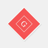 Coral Red White Initiaal monogram Servetten (Hoek)