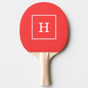 Coral Red White Initiaal monogram Tafeltennisbatje