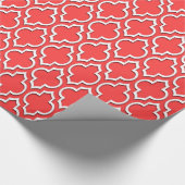 Coral Red White XL Moroccan Quatrefoil #7DS Cadeaupapier (Hoek)
