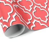 Coral Red White XL Moroccan Quatrefoil #7DS Cadeaupapier (Rol Hoek)