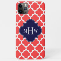 Coral Red WhMarokkaans #5 Navy 3 Initiaal Monogram