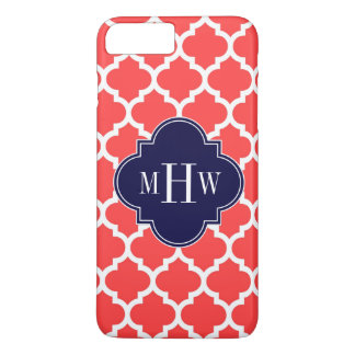Coral Red WhMarokkaans #5 Navy 3 Initiaal Monogram Case-Mate iPhone Case