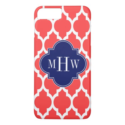 Coral Red Wht Moroccan #4 Case-Mate iPhone Case (Achterkant)