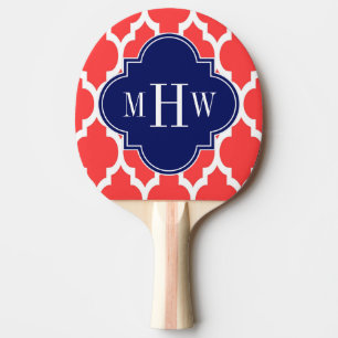 Coral Red Wht Moroccan #4 Tafeltennisbatje