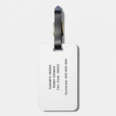 Coral Red, Wht Polka Dots Navy Blue Name Monogram Bagagelabel (Achterkant verticaal)