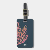 Coral Reef Blue Gepersonaliseerd Monogram Bagagela Bagagelabel (Voorkant verticaal)