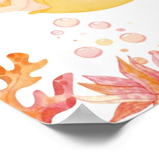 Coral Reef Dreams Zeemeermin aanpasbaar Poster (Hoek)