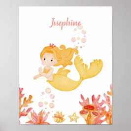 Coral Reef Dreams Zeemeermin aanpasbaar Poster