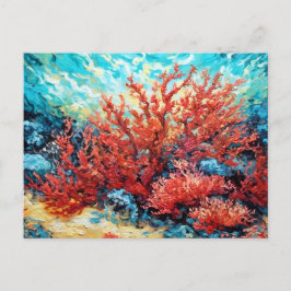 Coral Reef in Swirling Underwater Oil Painting Briefkaart