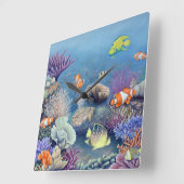 Coral Reef-klok Vierkante Klok (Hoek)