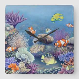 Coral Reef-klok Vierkante Klok