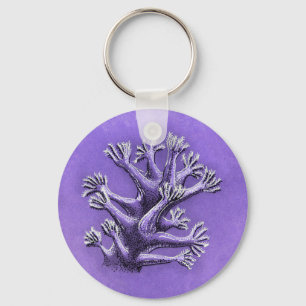 Coral Reef Paarse Marine Biology Art Sleutelhanger