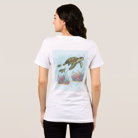 Coral Reef Sea Turtle Tee Tri-Blend Shirt (Achterkant volledig)