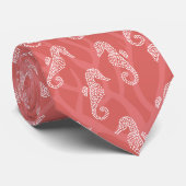 Coral Reef Seahorse Wedding Necktie Stropdas (Opgerold)