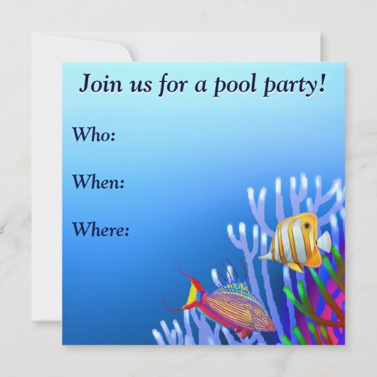 Coral Reef Tropical Fish Party Invitation Kaart (Achterkant)