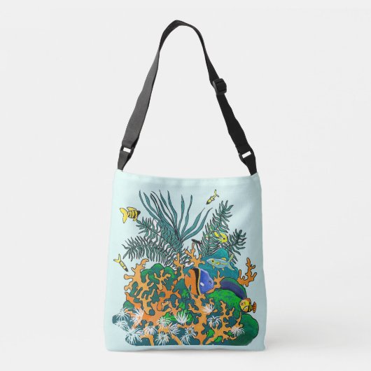 Coral Reef Tropical Fish Salt Water Aquarium Crossbody Tas (Achterkant)