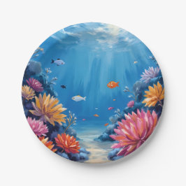 Coral Reef Under the Sea Ocean Painting Papieren Bordje