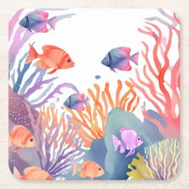 Coral Reef | Watercolor Colorful Fish Ocean Kartonnen Onderzetters
