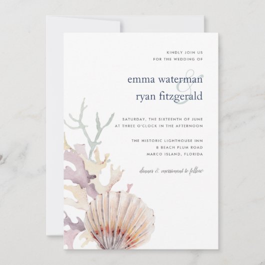 Coral Reef Wedding Invitation Kaart (Voorkant)