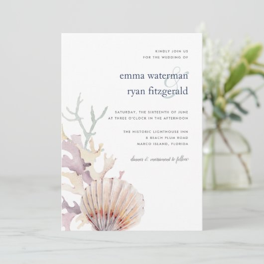 Coral Reef Wedding Invitation Kaart (Staand voorkant)