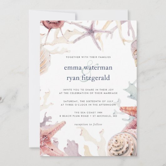 Coral Reef Wedding Invitation Kaart (Voorkant)