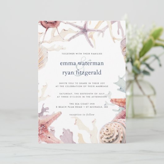 Coral Reef Wedding Invitation Kaart (Staand voorkant)