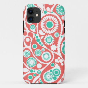 Coral Retro Paisley Pattern iPhone 11 Hoesje