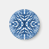 Coral Rococo in Blauwe Indigo Optie 3 Magneet (Voorkant)