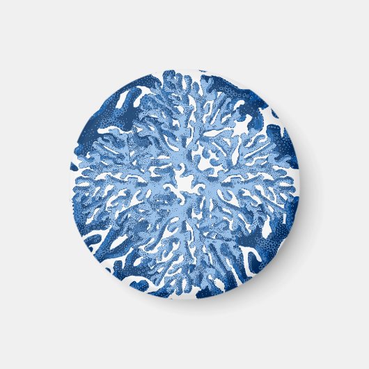 Coral Rococo in Blue Indigo Option 1 Magnet (Voorkant)