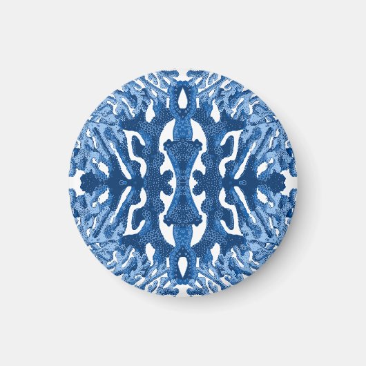 Coral Rococo in Blue Indigo Option 2 Magnet (Voorkant)