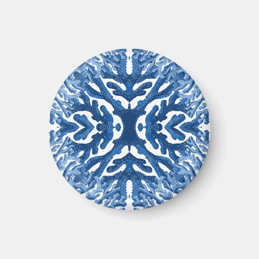 Coral Rococo in Blue Indigo Option 3 Magnet (Voorkant)