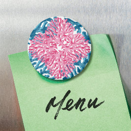 Coral Rococo in Roze en Aqua Optie 1 Magneet