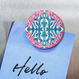 Coral Rococo in Roze en Aqua Optie 2 Magneet