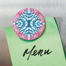 Coral Rococo in Roze en Aqua Optie 3 Magneet