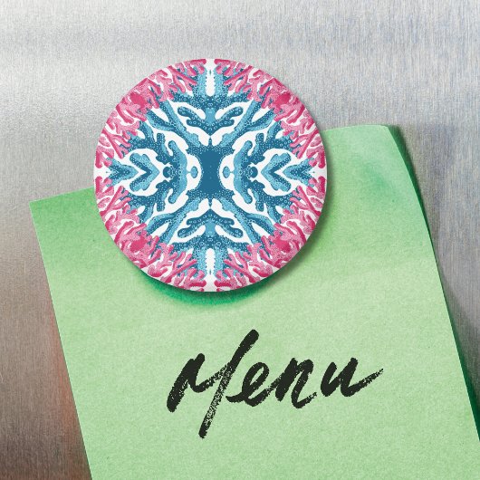 Coral Rococo in Roze en Aqua Optie 3 Magneet