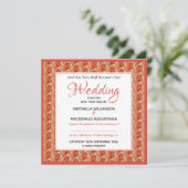 CORAL ROOS Floral Custom Square Weddenschap Kaart (Staand voorkant)