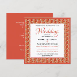 CORAL ROOS Floral Custom Square Weddenschap Kaart