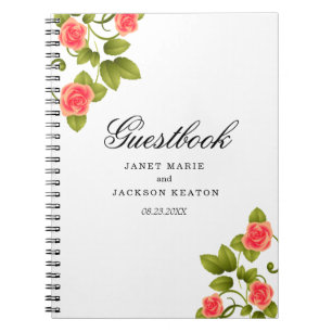 Coral Roos Flower Wedding - Gastboek Notitieboek