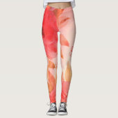 Coral Roos Waterverf Print Leggings (Voorkant)